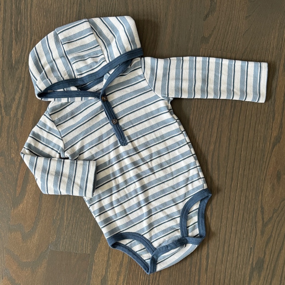 Just One You by Carter’s Hooded Striped Long Sleeve Bodysuit Blue White 18M